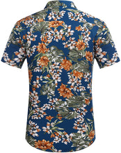 Load image into Gallery viewer, Men&#39;s Black Rose Floral Short Sleeve Casual Shirt