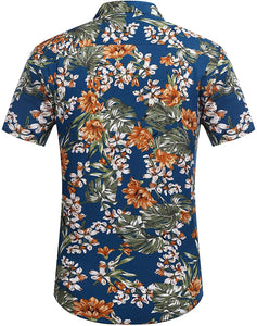 Men's Blue Floral Short Sleeve Shirt