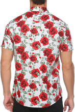 Load image into Gallery viewer, Men&#39;s White Floral Short Sleeve Casual Shirt