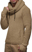 Load image into Gallery viewer, Men&#39;s Dark Grey Knitted Cotton Long Sleeve Turtleneck Sweater