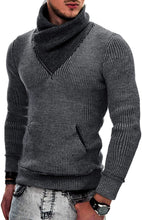 Load image into Gallery viewer, Men&#39;s Black Knitted Zipper Turtleneck Sweater with Pockets