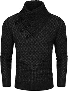 Men's Black Turtle Neck Long Sleeve Slim Fit Sweater
