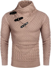 Load image into Gallery viewer, Men&#39;s Khaki Turtle Neck Long Sleeve Slim Fit Sweater
