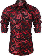 Load image into Gallery viewer, Men&#39;s Elegant Red Sliver Floral Printed Dress Shirts