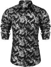 Load image into Gallery viewer, Men&#39;s Elegant Red Gold Floral Long Sleeve Dress Shirt