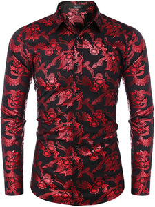 COOFANDY Men's Floral Printed Dress Shirt Long Sleeve Paisley