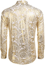 Load image into Gallery viewer, Men&#39;s Elegant Paisley Silver Gold Floral Printed Dress Shirt