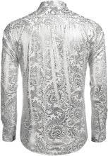 Load image into Gallery viewer, Men&#39;s Elegant Gold Floral Long Sleeve Dress Shirt