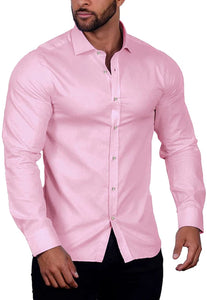 Men's Wrinkle-Free Button Down Grey Long Sleeve Shirt