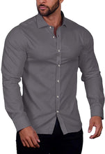 Load image into Gallery viewer, Men&#39;s Wrinkle-Free Button Down Grey Long Sleeve Shirt