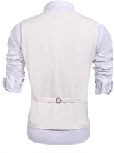 Load image into Gallery viewer, Men&#39;s Silver Slim Fit Sequins V-Neck Shiny Vest Coat