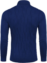 Load image into Gallery viewer, Men&#39;s Navy Blue Slim Fit Turtleneck Sweater Casual Knitted Pullover Sweater
