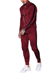 Full Zip Athletic Wine Red 2 Piece Sport Suit