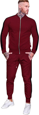 Full Zip Athletic Wine Red 2 Piece Sport Suit