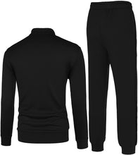 Load image into Gallery viewer, Men&#39;s Full Zip Athletic Black 2 Piece Tracksuit