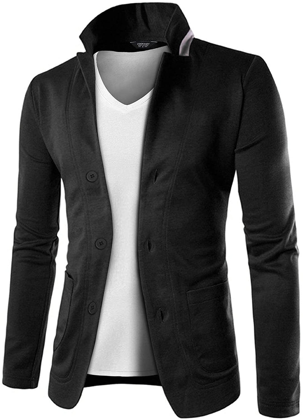 Men's Slim Fit Black Long Sleeve Lightweight Blazer Jacket
