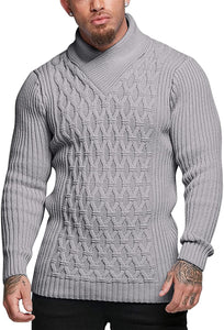 Men's Orange Slim Fit Turtleneck Knit Stylish Pullover Sweater