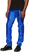 Load image into Gallery viewer, Men&#39;s Metallic Silver Shiny Pants Straight Leg Trousers