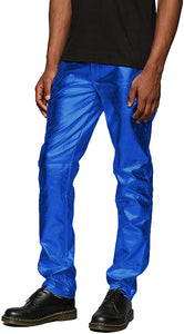 Men's Metallic Silver Shiny Pants Straight Leg Trousers