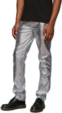 Load image into Gallery viewer, Men&#39;s Metallic Silver Shiny Pants Straight Leg Trousers