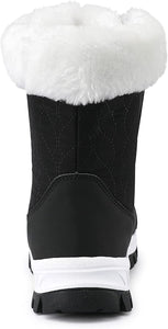 Winter Black Waterproof Furry Mid Calf Shoes