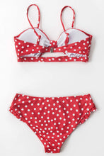 Load image into Gallery viewer, Red Polka Cutout Ruffles Two Piece Bikini