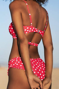 Red Polka Cutout Ruffles Two Piece Bikini