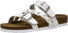Load image into Gallery viewer, White Braided Soft Cork Buckle Summer Sandals