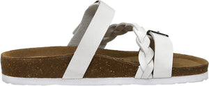 White Braided Soft Cork Buckle Summer Sandals