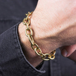 Exclusive Designs Gold Cable Chain 8.25" Stainless Steel Wrist Chain