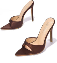 Load image into Gallery viewer, Refined Black Stiletto High Heels Pointed Open Toe Shoes Heels