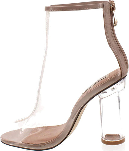 Shoe Secret Nude Open Toe Clear Perspex Ankle Boots