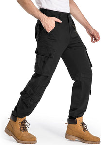 Multi Pockets Black Loose Tactical Men's Pants