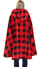 Load image into Gallery viewer, Modern Checkered Sherpa Hooded Fleece Cloak Coat