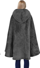 Load image into Gallery viewer, Modern Gray Sherpa Hooded Fleece Cloak Coat