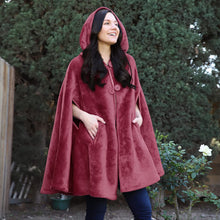 Load image into Gallery viewer, Modern Wine Sherpa Fleece Cloak Coat