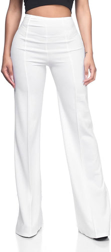 Women's White High Waist Dress Pants