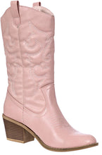 Load image into Gallery viewer, Blush Embroidered  Modern Western Cowboy Boot