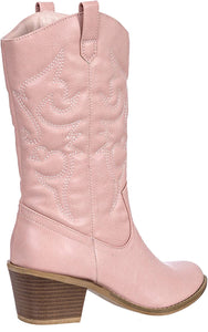 Blush Embroidered  Modern Western Cowboy Boot