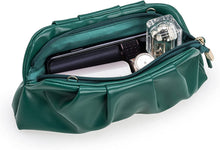 Load image into Gallery viewer, Pleated Emerald PU Soft Vegan Leather Clutch Bag