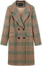 Load image into Gallery viewer, Winter Khaki Oversized Long Sleeve Wool Plaid Jacket