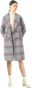 Winter Khaki Oversized Long Sleeve Wool Plaid Jacket