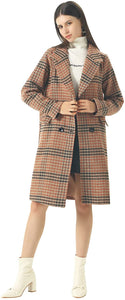 Winter Khaki Oversized Long Sleeve Wool Plaid Jacket