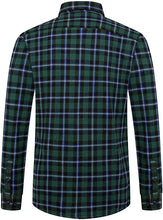 Load image into Gallery viewer, Men&#39;s Casual Green Plaid Long Sleeve Fleece Shirt