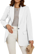 Load image into Gallery viewer, Office Work Jacket White Open Front Long Sleeve Blazer with Pockets