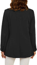 Load image into Gallery viewer, Office Work Jacket Black Open Front Long Sleeve Blazer with Pockets