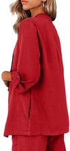 Load image into Gallery viewer, Red Draped Open Front Casual Long Sleeve Blazer