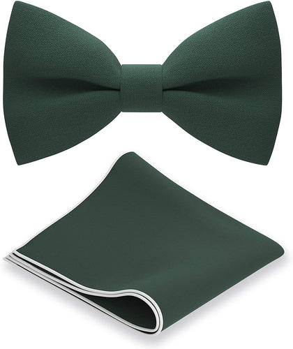 Amber Emerald Green Classic Pre-Tied Bow Tie Set with Handkerchief