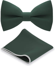 Load image into Gallery viewer, Amber Black Classic Pre-Tied Bow Tie Set with Handkerchief