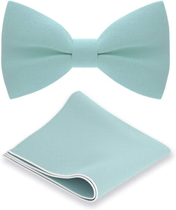 Amber Emerald Green Classic Pre-Tied Bow Tie Set with Handkerchief